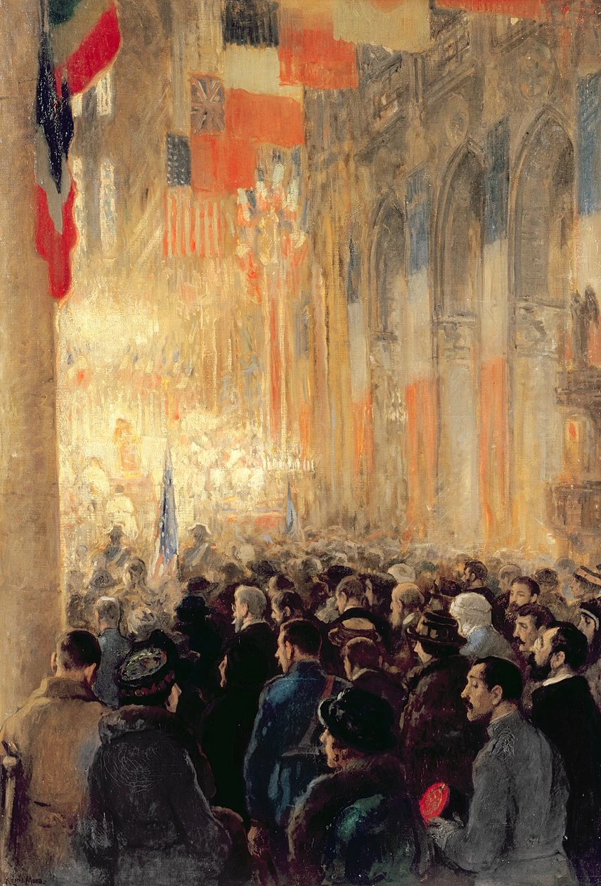 Servizio a Notre Dame, ringraziamento per la vittoria dopo la Grande Guerra Internazionale